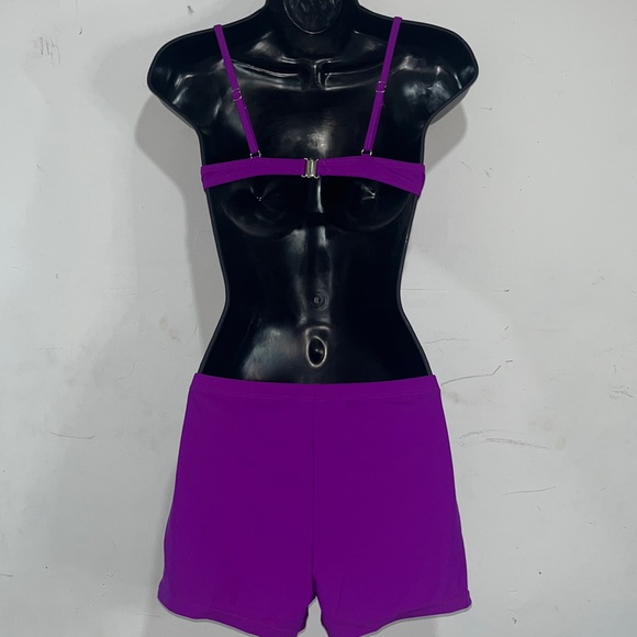 Matte Collection Purple 3 Piece Bikini Set Sheer Cover Up Small - Picture 5 of 14